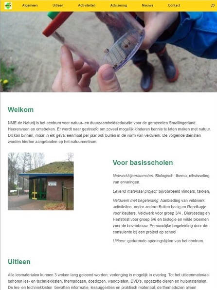 Website Natuur Milieu en Educatie Centrum de Naturij